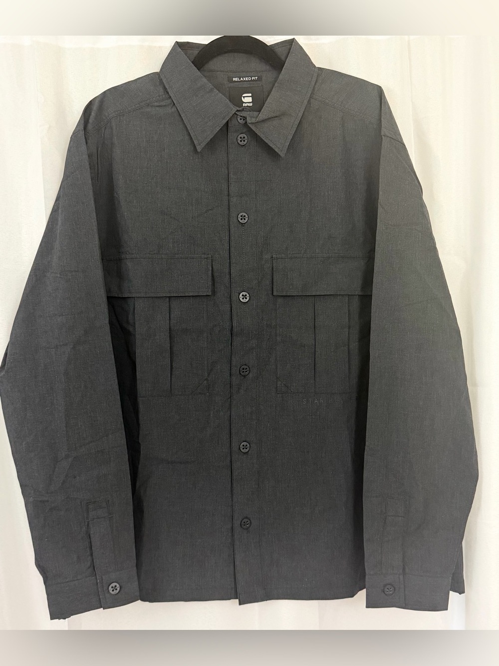 G-Star Men’s Dark Heather Black Relaxed Fit Straight Hem Utility Shirt XXL NWT - Picture 5 of 9